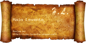 Hain Levente névjegykártya